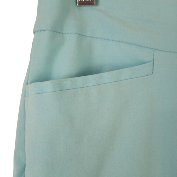 Chico's Brigitte Womens 2 L 12 Aqua Blue Pull On Slim Capri Cropped Pants - Picture 2 of 6